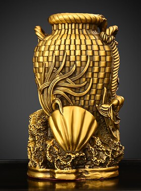 纯铜包罗金财摆件l客厅办公室装饰品店铺桌面礼品八方来财螃蟹鱼