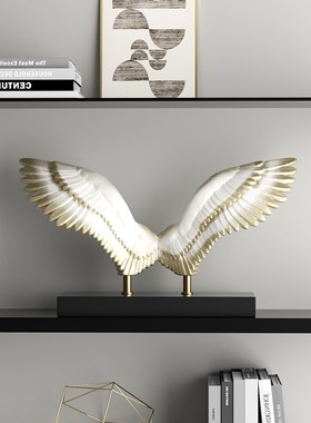 现代轻奢风艺术翅膀摆件客厅玄关书房酒柜装饰Q抽象大鹏展翅工艺