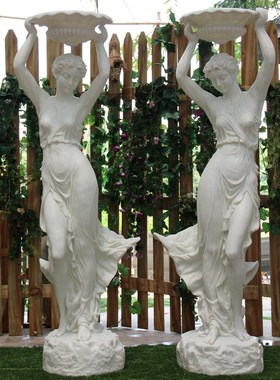 欧式人物雕塑酒h店会所门厅捧花美女创意迎宾装饰落地造景开业摆