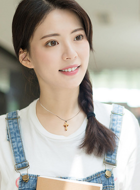 佛尘轩木质十字架项链男女红色黑色天然檀木冷淡风锁骨链情侣一对