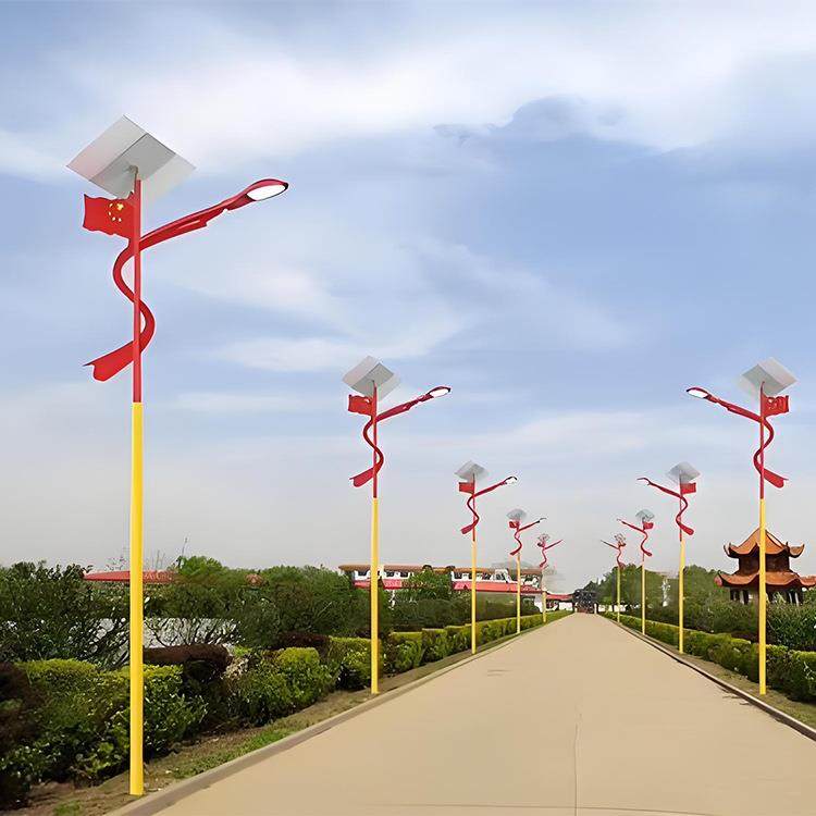 新能源太阳能可发光节日路灯LED路灯杆道旗装饰灯户外防水中国结,淘宝优惠券,粉丝福利购,淘宝优惠卷
