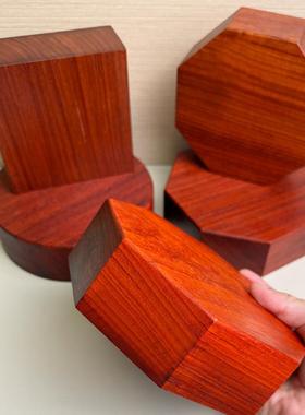 红花梨实木底座花瓶装饰品增高底托奇石石头手工艺品摆件实木托架