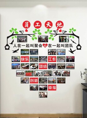 公司办公室布置照片墙贴企业文化墙员工风采团队励志标语装饰贴纸