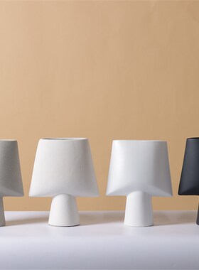 现代简约北欧侘寂风创意几何陶瓷花插花瓶摆件家居样板间软装饰品