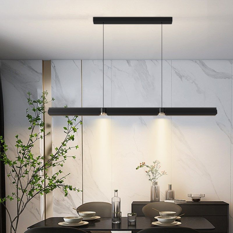 餐厅吊灯现代简约北欧灯长条设计感高级带射灯聚光岛台餐桌饭厅灯,淘宝优惠券,粉丝福利购,淘宝优惠卷