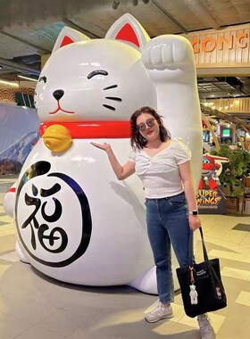 国潮网红招财猫摆件大型落地迎宾雕塑店铺开业送礼酒店前台装饰品