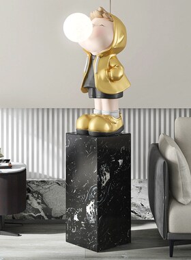 大型男孩客厅装饰落地摆件家居饰品灯轻奢大气大理石乔迁新居礼品