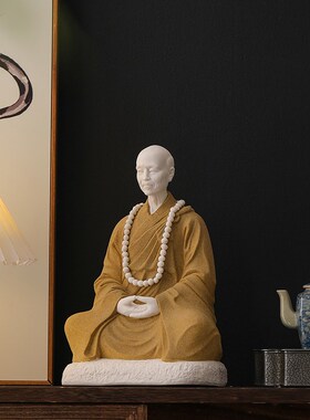 陶瓷弘一法师摆件李叔同禅意工艺品家居客厅书房玄关装饰品摆放