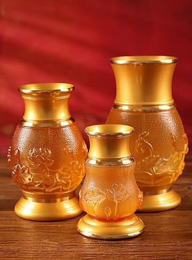 采购产品釉供瓶，莲花佛瓶，佛寺家居装饰摆件，花瓶，观音佛前供