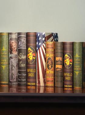 欧式覆古假书装饰书摆设书房书架书柜摆件道具书模型