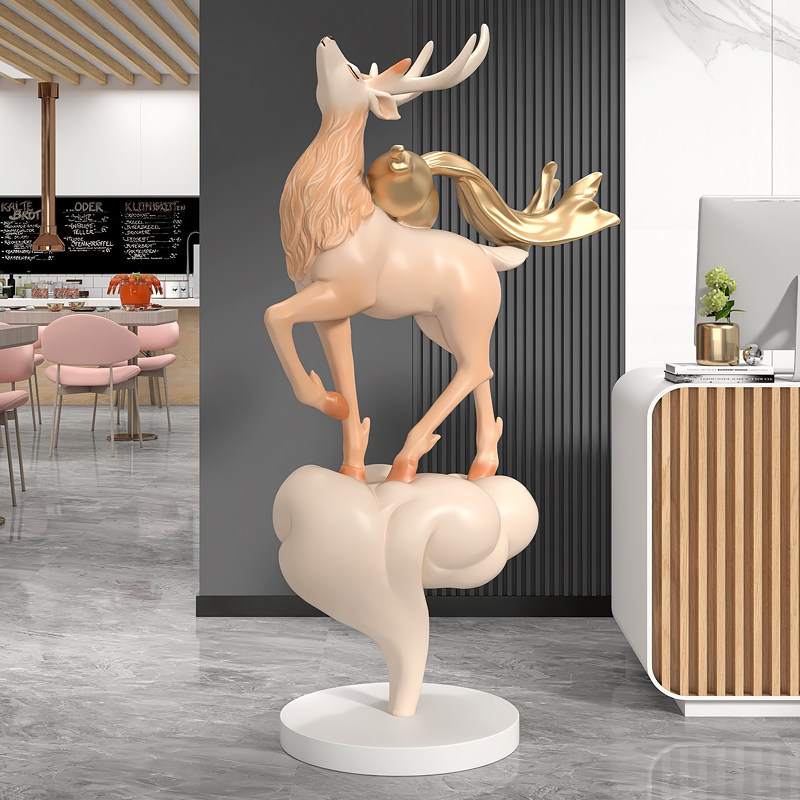 新中式麋鹿大型落地摆件客厅电视柜沙发旁门店雕塑开业乔迁礼物,淘宝优惠券,粉丝福利购,淘宝优惠卷