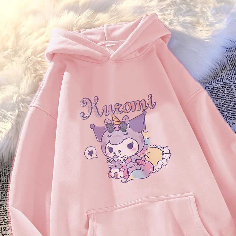 儿童连帽卫衣女童2024秋装新款库洛米宽松款可爱女外套上衣校园风 - 图2