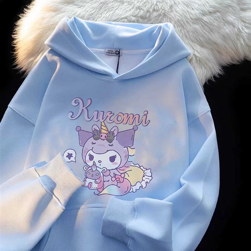 儿童连帽卫衣女童2024秋装新款库洛米宽松款可爱女外套上衣校园风 - 图3