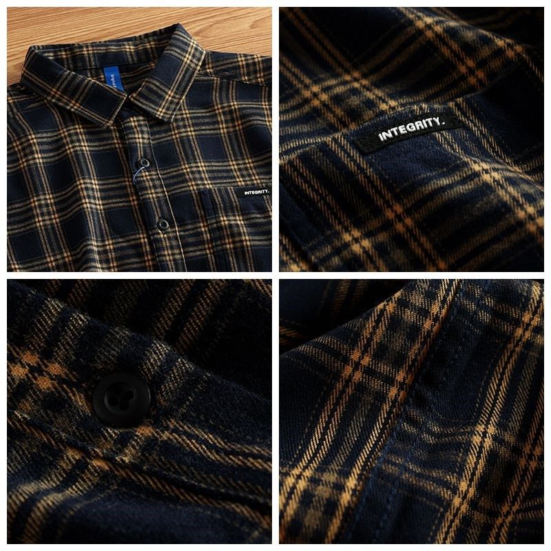 美式复古格子衬衫k男长袖宽松春秋百搭上衣高级感潮流外贸休闲衬,淘宝优惠券,粉丝福利购,淘宝优惠卷
