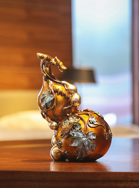 铜欣祥彩铜多子福禄葫芦摆件家居装饰品客厅玄关办公室桌面工艺品