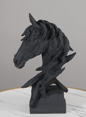 轻奢现代a创意黑色马头摆件家居饰品电视柜玄关书房酒柜装饰品摆