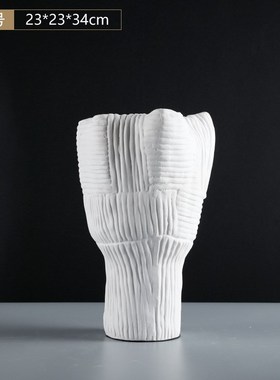 现代简约白色树脂插花花瓶家居客厅装饰品摆件酒店样板房大号花器