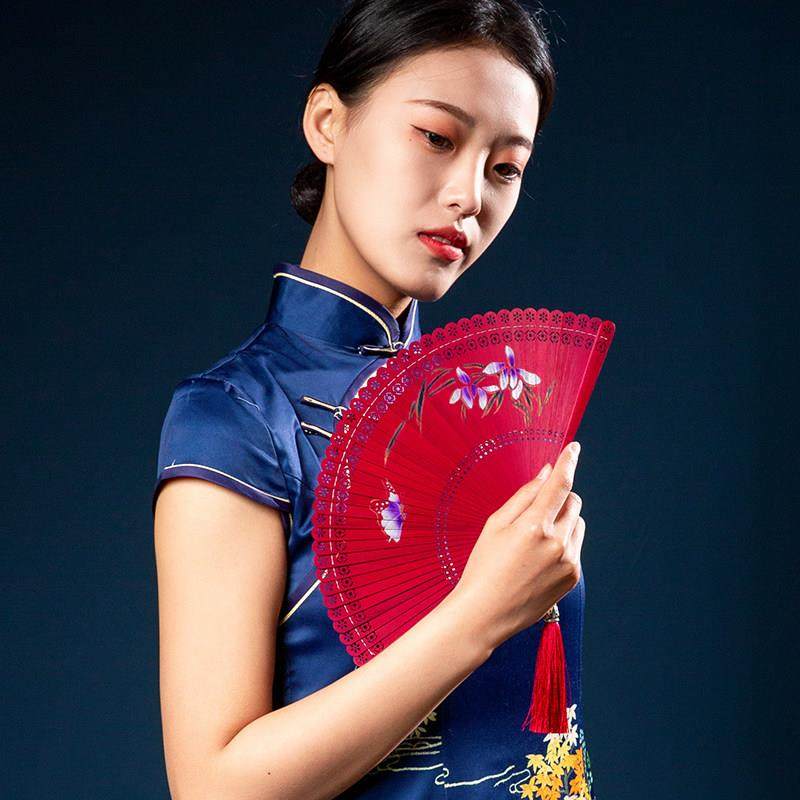 中国古风全竹扇镂空彩绘雕刻手工女式折扇日用覆古扇子工艺折叠扇,淘宝优惠券,粉丝福利购,淘宝优惠卷