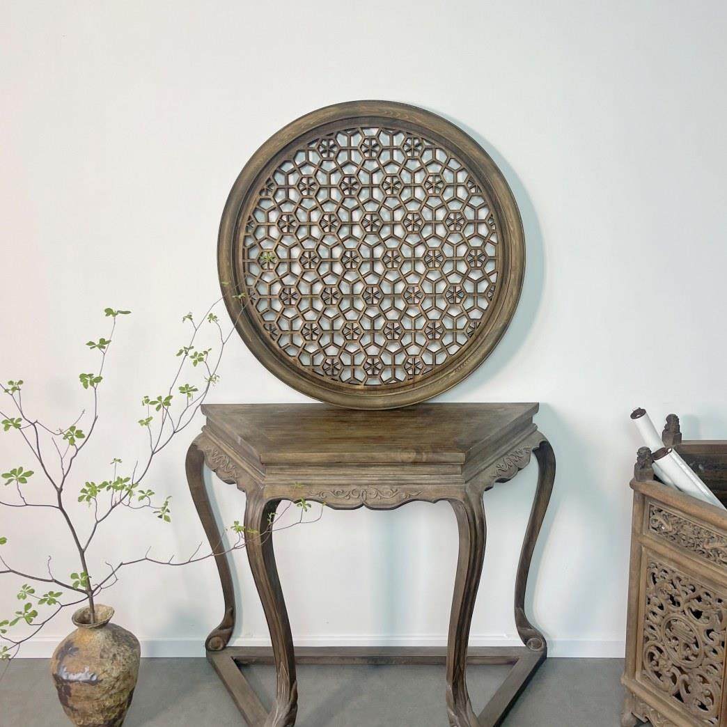 米字格圆窗复古花窗中式实木花格香樟木东阳木雕仿古做旧挂件摆件,淘宝优惠券,粉丝福利购,淘宝优惠卷