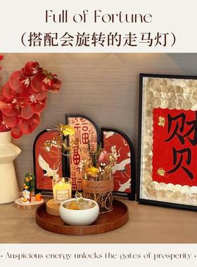 月光海时来运转玄关摆件招财旋转木马水晶装饰乔迁新房礼物装饰品