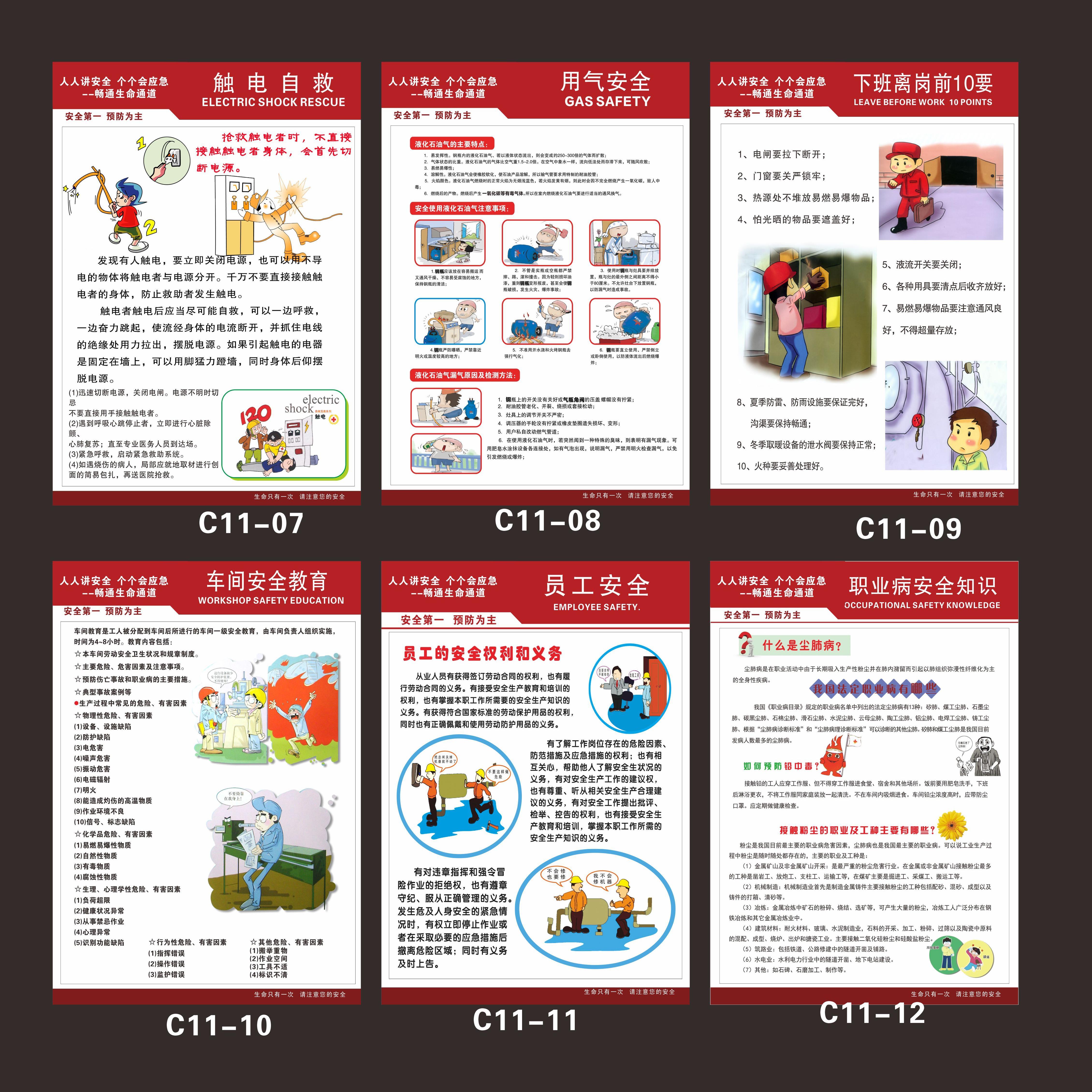 安全生产月主题挂图企业标语安全教育海报安全用电消防宣传牌漫画 - 图1