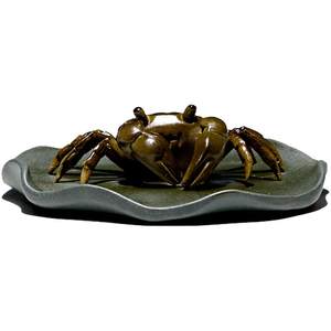 【畅陶】宜兴紫砂壶茶道创意手工茶宠茶玩茶台小摆件 变色螃蟹