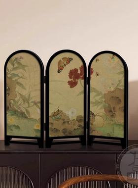 新中式古风桌面装饰摆台折叠小屏风摆件创意茶室饭厅斗柜氛围布置