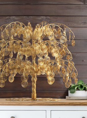 欧式现代简约小创意招财摇钱树摆件E发财树模型道具卧室房间装饰