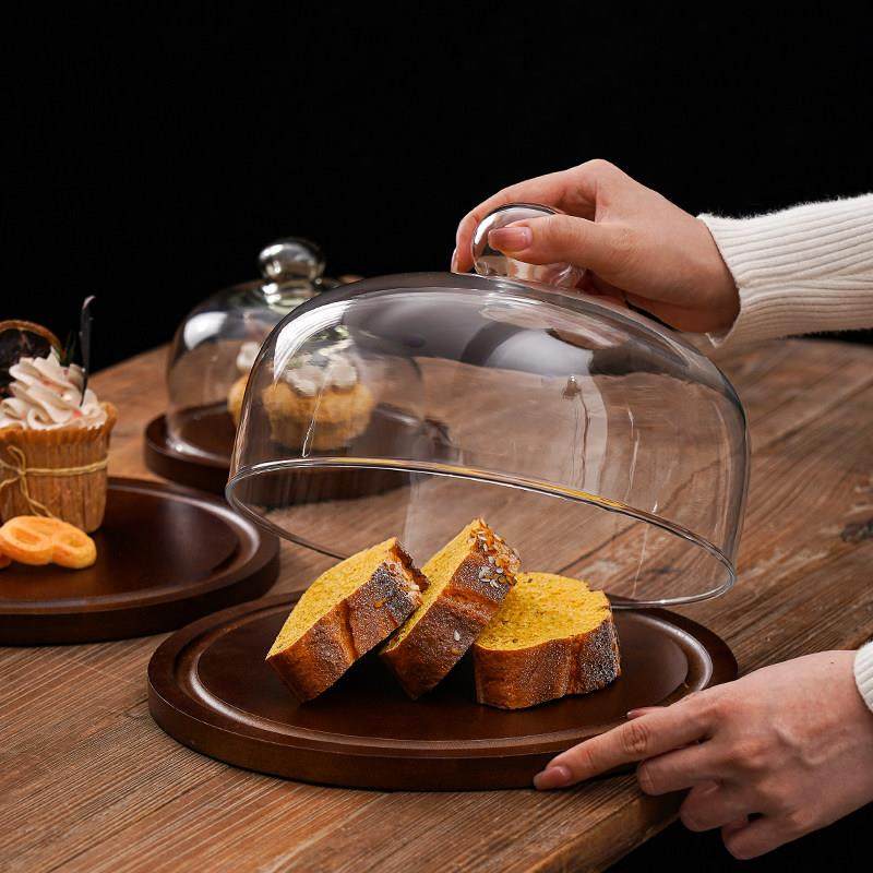 甜品台生日蛋糕托盘展示摆盘带盖玻璃罩水果面包糕点心试吃盘木质,淘宝优惠券,粉丝福利购,淘宝优惠卷