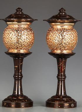 琉璃佛具套装供财神关公家用全套敬神佛前香炉供水杯供盘供佛灯