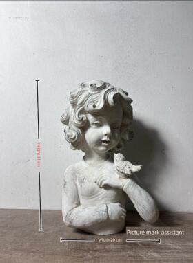 覆古雕像女孩花盆家居客厅装饰品艺术水泥人头肖像花盆花园植物装