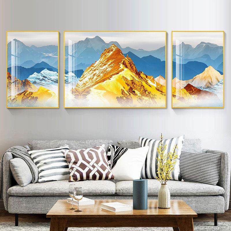 背靠金山客厅装饰画现代轻奢沙发背景墙三联挂画新中式山水画壁画,淘宝优惠券,粉丝福利购,淘宝优惠卷