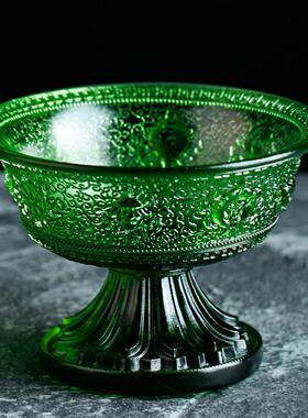 琉璃供杯八吉祥供碗七彩琉璃供杯真琉璃蓝色绿色净水杯佛具