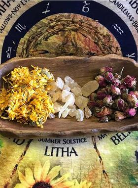 进口越南柚木果盘收纳盘 花草香料水晶杂物盘 简约客厅桌面摆件