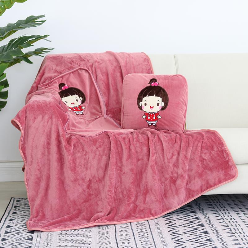 汽车抱枕被子两用可爱枕头珊瑚绒折叠靠垫办公室午睡毯多功能靠背 - 图0