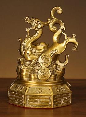 黄铜四神兽摆件新款青龙白虎朱雀玄武龟大号四方神客厅家居装饰