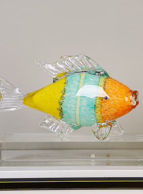 琉璃招财热带鱼动物摆件年年有余轻奢客厅样板房玄关桌面装饰送礼