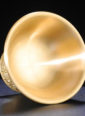 慧财黄铜供水碗 藏传密宗佛前圣水杯 西藏式八吉祥莲花供佛供水杯