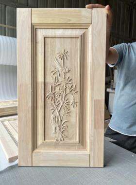 定制橡胶木白茬柜门实木白胚整体橱柜门原木毛坯雕花柜门板