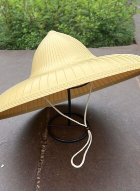 防竹编大檐e防雨防晒草帽塑料林冲帽男女户外采茶农民干活钓鱼遮