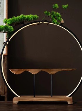 新中式禅意摆件灯圈小夜灯家居装饰品客厅办公室桌面创意开业礼品