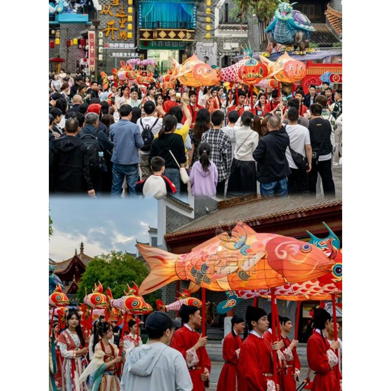 大型手举摇摆鲤鱼灯笼元宵巡游活动国潮古风手扎锦鲤非遗鱼灯成品,淘宝优惠券,粉丝福利购,淘宝优惠卷