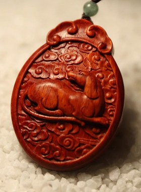 小叶紫檀红木本命年生肖项链男女生鼠牛虎兔龙蛇马羊猴鸡狗猪吊坠