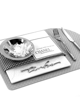 现代轻奢餐厅摆盘家居软装西餐盘摆件样板房餐盘餐具餐桌摆件意式