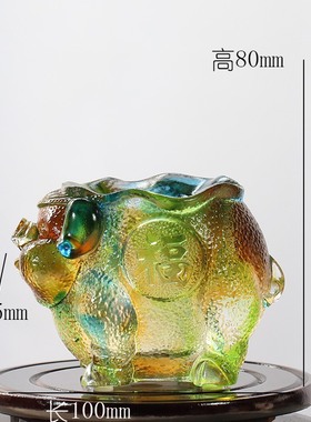 古法琉璃福猪笔筒生肖猪笔筒创意商务生日礼物女生桌面摆件