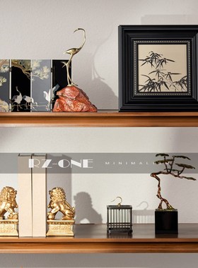 新中式仙鹤组合高级样板间别墅茶室客厅酒柜壁柜摆件酒店会所软装