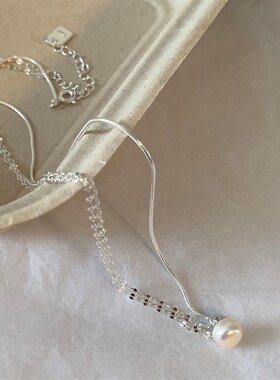 小众轻奢珍珠吊坠项链女简约高级个性时尚气质优雅百搭颈链锁骨链