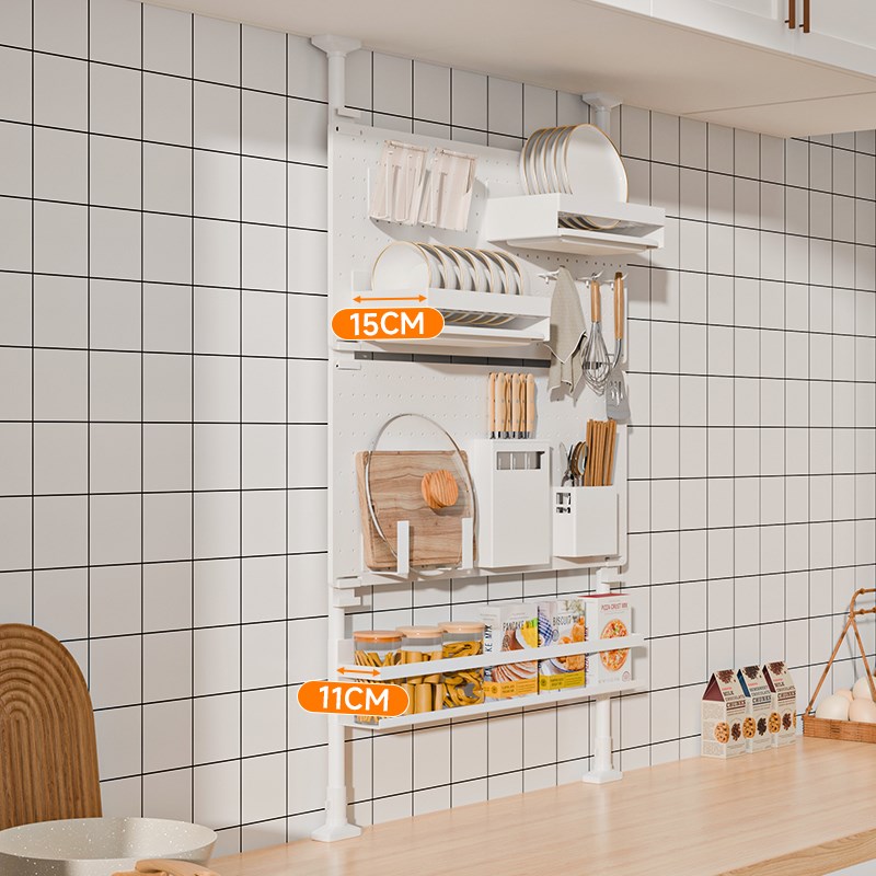 Floor-to-ceiling kitchen shelf hole board multi-functional punch-free cabinet L cabinet under sink window sill dish draining