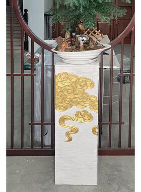 梦古金色祥云柱中式展示柱家居茶室玄关客厅庭院仿古落地装饰摆件