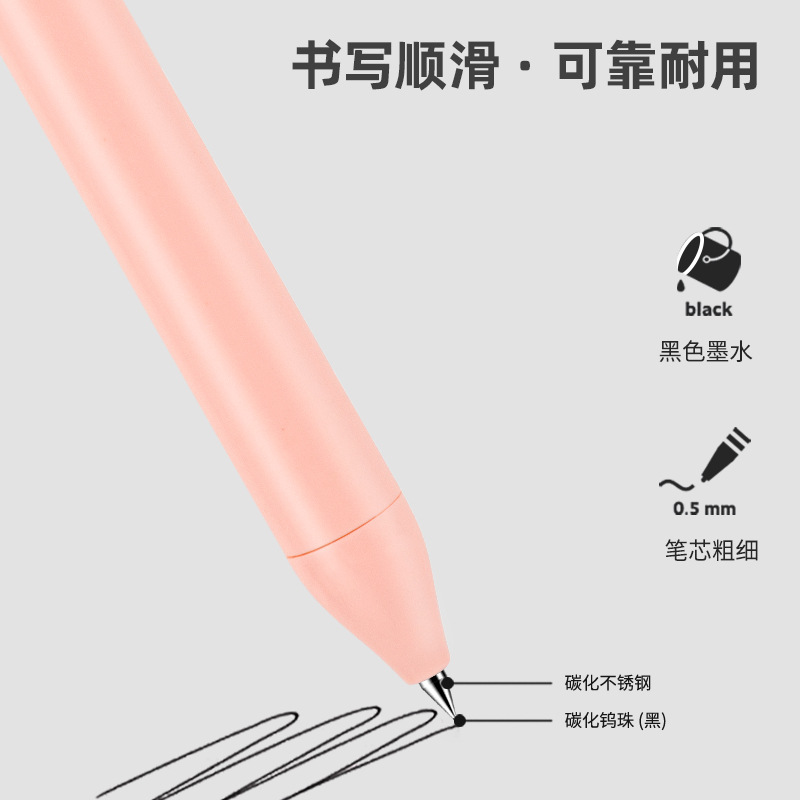 得力纽赛NS571按动中性笔简约轻奢ins风韩版高颜值学生水性黑笔-图2